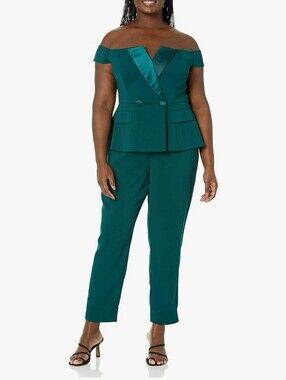 💛 83. City Chic Size XXL (24) Sexy Tuxe Emerald Jumpsuit